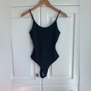 Black Ribbed Tank Top Bodysuit